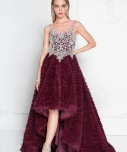 Formal Gowns Terani Couture - 1811P5796 Sleeveless Shirred Chiffon High Low Gown