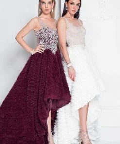 Formal Gowns Terani Couture - 1811P5796 Sleeveless Shirred Chiffon High Low Gown