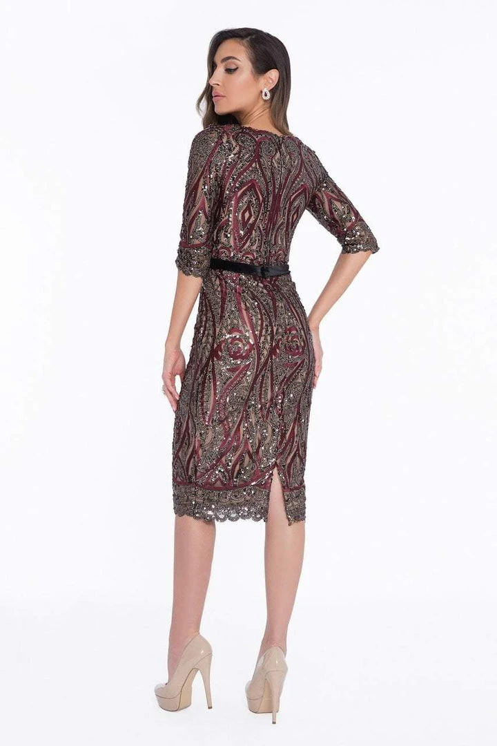 Terani Couture - 1821C7012 Sequined Illusion Paneled Sheath Dress 4 Terani Couture - 1821C7012 Sequined Illusion Paneled Sheath Dress