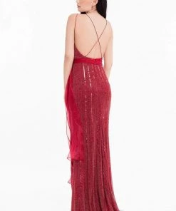 Terani Couture - 1821E7111 Sequin Ornate Sashed Long Evening Gown