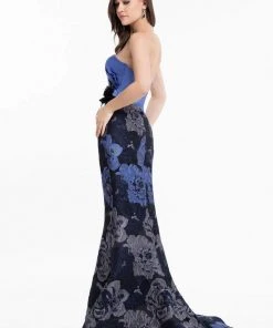 Formal Gowns Terani Couture - 1821E7136 Floral Strapless Mermaid Gown With Slit 5 Formal Gowns Terani Couture - 1821E7136 Floral Strapless Mermaid Gown With Slit