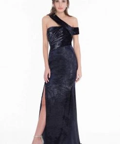 Terani Couture - 1821E7149 Asymmetrical Fitted Gown With Slit