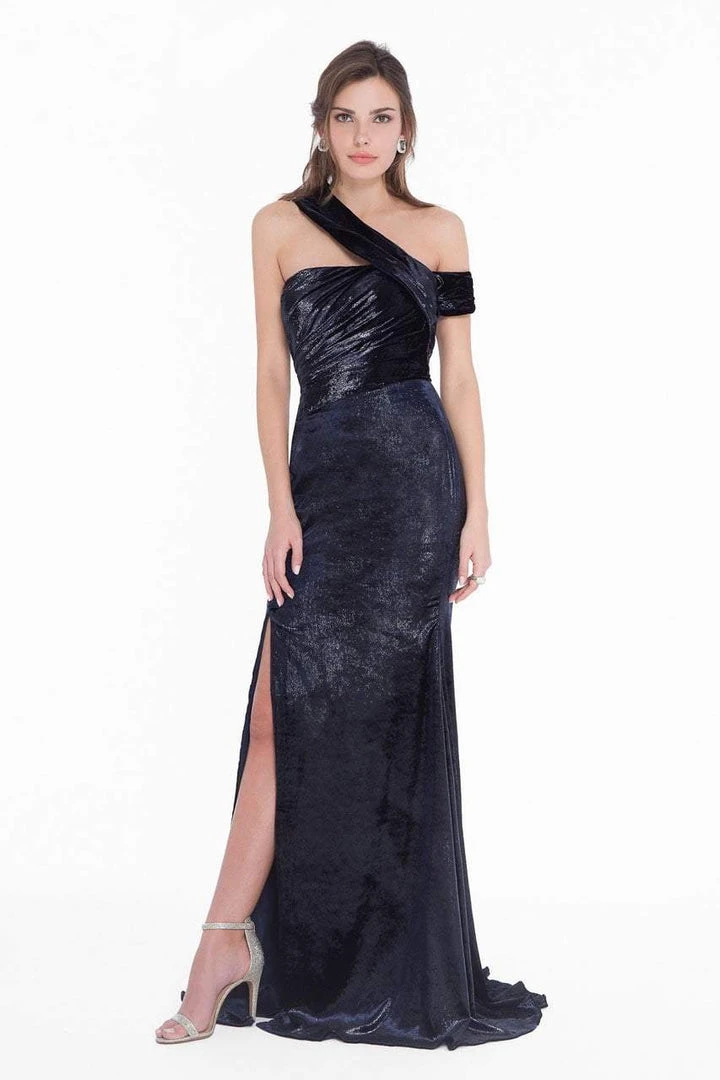 Terani Couture - 1821E7149 Asymmetrical Fitted Gown With Slit 3 Terani Couture - 1821E7149 Asymmetrical Fitted Gown With Slit