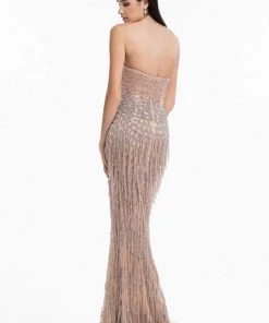 Terani Couture - 1821GL7427 Strapless Beaded Fringe Sheath Dress 5 Terani Couture - 1821GL7427 Strapless Beaded Fringe Sheath Dress