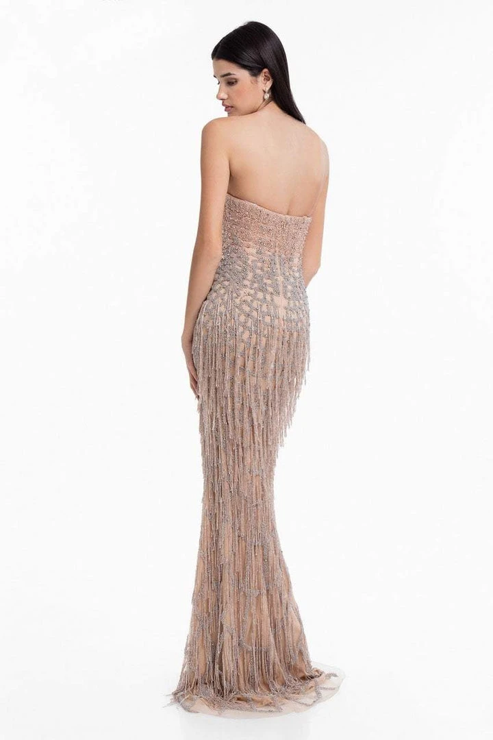 Terani Couture - 1821GL7427 Strapless Beaded Fringe Sheath Dress 4 Terani Couture - 1821GL7427 Strapless Beaded Fringe Sheath Dress