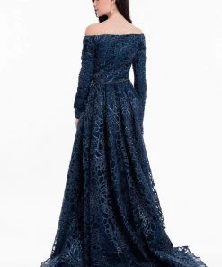 Terani Couture - 1821M7587 Long Sleeve Off Shoulder Overskirt Gown Formal Gowns
