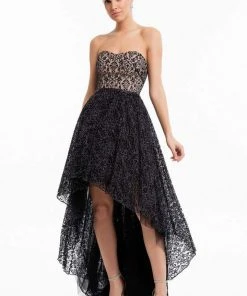 Terani Couture - 1822C7047 Metallic Lace High Low Cocktail Dress Cocktail Dresses