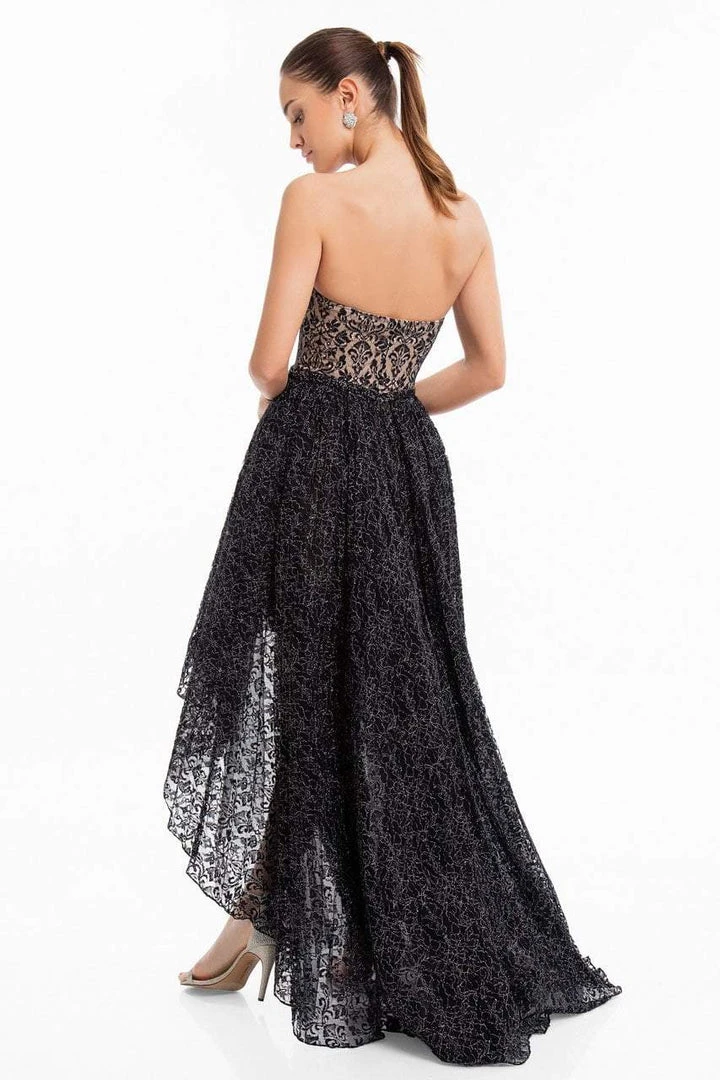 Terani Couture - 1822C7047 Metallic Lace High Low Cocktail Dress Cocktail Dresses 4 Terani Couture - 1822C7047 Metallic Lace High Low Cocktail Dress Cocktail Dresses