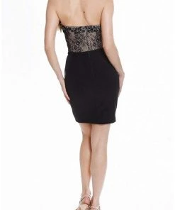 Terani Couture - 1822H7810 Strapless Lace Bodice Sheath Dress Cocktail Dresses