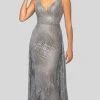 Terani Couture - 1911E9113 Sequined V Neck Gown With Overskirt Formal Gowns