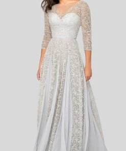 Formal Gowns Terani Couture - 1911M9297 Illusion Bateau A-Line Evening Dress