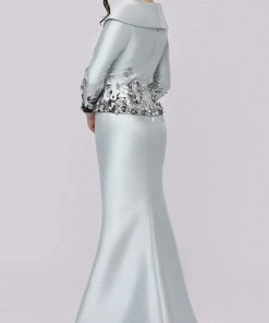 Formal Gowns Terani Couture - 1911M9323 Beaded Floral Appliqued Trumpet Gown