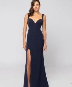 Formal Gowns Terani Couture - 1911P8138 Deep Sweetheart High Slit Trumpet Gown