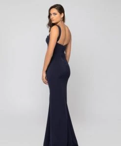Formal Gowns Terani Couture - 1911P8138 Deep Sweetheart High Slit Trumpet Gown