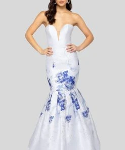 Terani Couture - 1911P8648 Metallic Print Sweetheart Mermaid Dress Formal Gowns