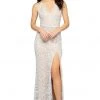 Terani Couture - 1912P8270 Lace Halter V-neck Sheath Dress