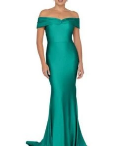 Terani Couture - 1912P8283 Off Shoulder Satin Mermaid Gown Formal Gowns