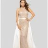 Terani Couture - 1912P8437 Glitter Tulle Dress With Mikado Overskirt Formal Gowns