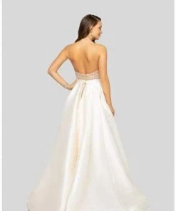 Terani Couture - 1912P8437 Glitter Tulle Dress With Mikado Overskirt Formal Gowns