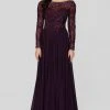 Terani Couture - 1913M9419 Embellished Long Sleeve Bateau A-line Dress Formal Gowns