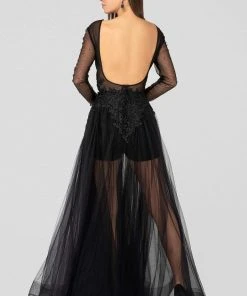 Formal Gowns Terani Couture - 1915P8344 Plunging V-Neck Long Sleeves Dress 7 Formal Gowns Terani Couture - 1915P8344 Plunging V-Neck Long Sleeves Dress