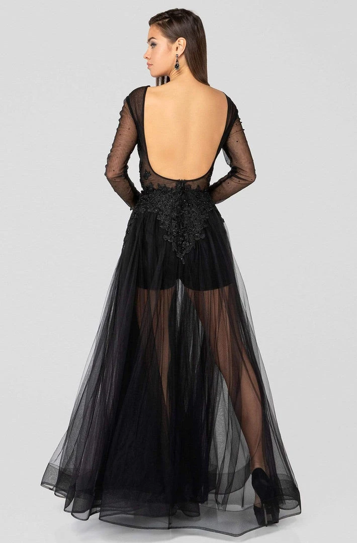 Formal Gowns Terani Couture - 1915P8344 Plunging V-Neck Long Sleeves Dress 4 Formal Gowns Terani Couture - 1915P8344 Plunging V-Neck Long Sleeves Dress