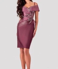 Cocktail Dresses Terani Couture - Asymmetric Peplum Cocktail Dress 2111C4560