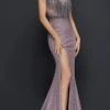 Formal Gowns Terani Couture - Beaded Fringe Off-Shoulder Fitted Dress 2011GL2214 - 1 Pc Blush Mauve In Size 10 Available
