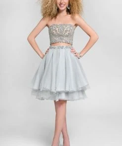 Terani Couture - Beaded Scallop Two-Piece Dress With Tiered Skirt 1711P2690 Cocktail Dresses