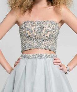 Terani Couture - Beaded Scallop Two-Piece Dress With Tiered Skirt 1711P2690 Cocktail Dresses