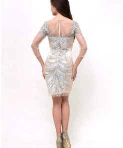 Terani Couture - C1717 Illusion Bateau Neck Sheath Dress Cocktail Dresses