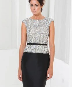 Terani Couture - C3656 Embellished Jewel Neck Sheath Dress