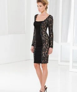 Terani Couture - C3670 Embellished Square Neck Sheath Dress