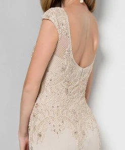 Formal Gowns Terani Couture - Cap-sleeve Embroidered Mermaid Gown 1712M3422.