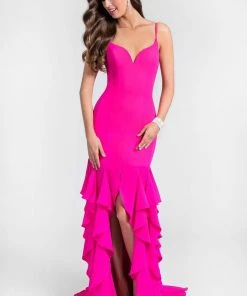Terani Couture - Classy Sleeveless Sweetheart Fit And Flare Ruffled Dress 1712P2445 Formal Gowns