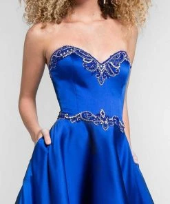 Terani Couture - Crystal Beaded Sweetheart Satin Ball Gown 1712P2893