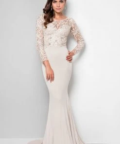 Formal Gowns Terani Couture - Dazzling Beaded Illusion Neck Polyester Mermaid Dress 1712M3434