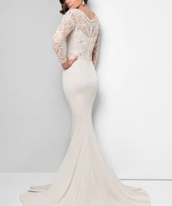 Formal Gowns Terani Couture - Dazzling Beaded Illusion Neck Polyester Mermaid Dress 1712M3434