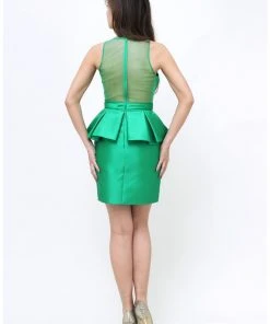 Terani Couture - H3642 Sleeveless Illusion Peplum Cocktail Dress