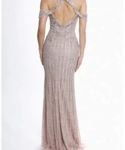 Terani Couture - Metallic Beaded Cutout Sheath Gown 1821GL7440 - 1 Pc Blush Nude In Size 6 Available Formal Gowns 5 Terani Couture - Metallic Beaded Cutout Sheath Gown 1821GL7440 - 1 Pc Blush Nude In Size 6 Available Formal Gowns