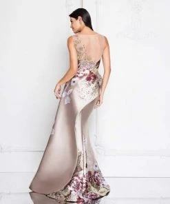 Terani Couture - Multi-Color Illusion Bateau Mermaid Dress 1811E6124 Formal Gowns