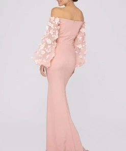 Formal Gowns Terani Couture - Off Shoulder Floral Accent Puff Sleeves Gown 1911E9128 13 Formal Gowns Terani Couture - Off Shoulder Floral Accent Puff Sleeves Gown 1911E9128