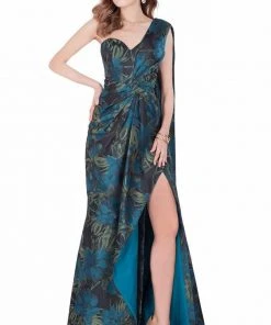 Terani Couture - One-shoulder Floral Print Evening Gown 1621E1480
