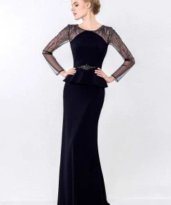 Terani Couture - Ornate Crepe Mesh Sheath Gown 1522M0655B Formal Gowns