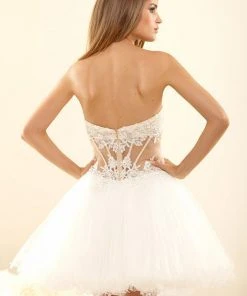 Cocktail Dresses Terani Couture - P3003 Strapless Beaded Lace Cocktail Dress