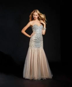 Formal Gowns Terani Couture - Scintillating Bejeweled Sweetheart Fit And Flare P1575