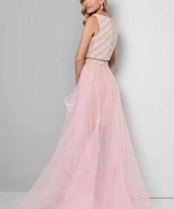 Terani Couture - Sequined Two-Piece High-Low Gown 1711P2697