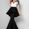 Terani Couture - Short-sleeve Peplum Mermaid Gown 1712M3421 Formal Gowns