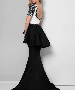 Terani Couture - Short-sleeve Peplum Mermaid Gown 1712M3421 Formal Gowns 8 Terani Couture - Short-sleeve Peplum Mermaid Gown 1712M3421 Formal Gowns