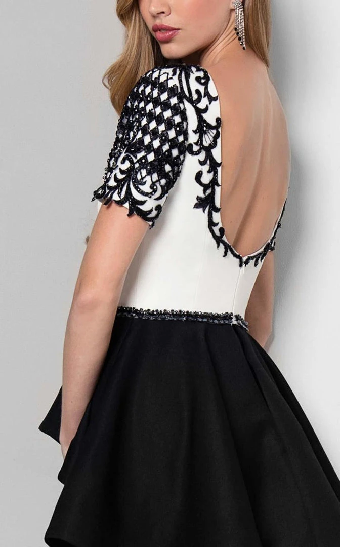 Terani Couture - Short-sleeve Peplum Mermaid Gown 1712M3421 Formal Gowns 6 Terani Couture - Short-sleeve Peplum Mermaid Gown 1712M3421 Formal Gowns